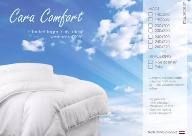 Zavelo 4-Seizoenen Cara Comfort Dekbed-140 x 220 cm Wit