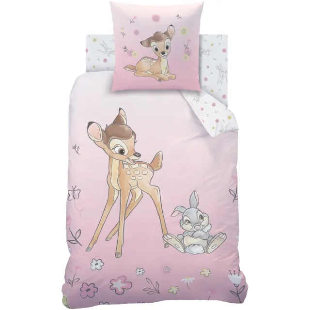Disney Bambi Dekbedovertrek Flower - Eenpersoons - 140 x 200 cm - Katoen Roze