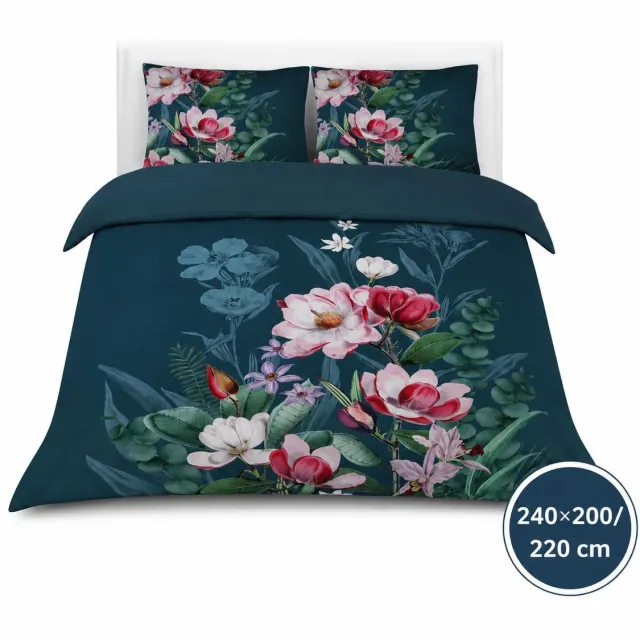 Roden Blue Dekbedovertrek - 240x200/220 - Groen Multi Bloemen - Oase Design - Luxe, Zacht & Ademend - Inclusief Kussenslopen - Kleurvast