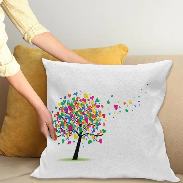 ABAKUHAUS Liefde Kussenhoes – Dubbelzijdig 40x40 cm – Wit/Meerkleurig Wit en veelkleurig