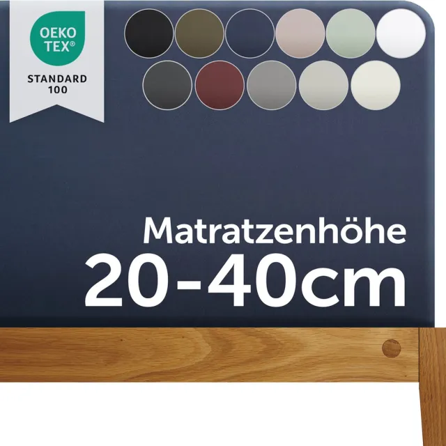 Blumtal Boxspring Hoeslaken - 180 tot 200 x 200 tot 220 cm - Matrashoogte 20 tot 40 cm - Katoenen Hoeslaken - Boxspring en Waterbed - Oeko-TEX gecertificeerd - Donkerblauw
