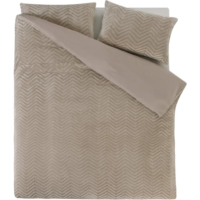 Sleeptime Teddy Chevron Dekbedovertrek - 2 x kussenslopen - Taupe