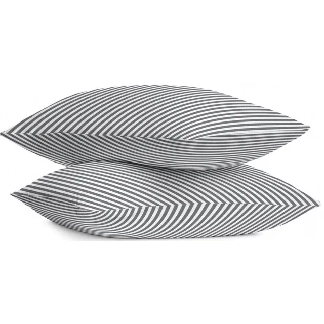 BYRKLUND Kussensloop Lined Up - 2x 60x70 - Zand / Antraciet - 100% Polyester