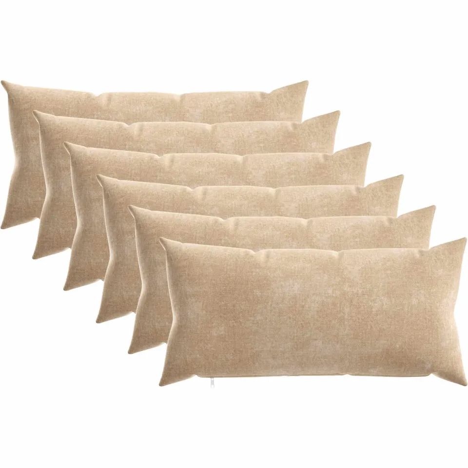 vidaXL Kussensloop 6 st HEERLEN Taupe 40 x 80 cm Chenille Stof