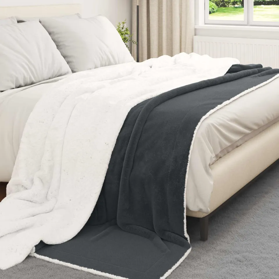 vidaXL plaid Donkergrijs 270 x 240 cm 3,17 kg Fleece, foto 3