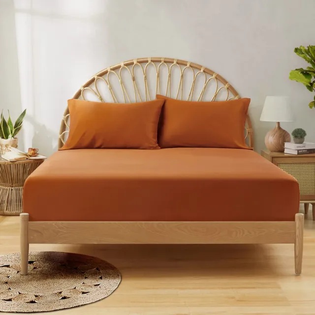 Bamboebaas premium bamboe hoeslaken - Almond orange - 80x200x35 cm - 1-persoons - 100% biologisch bamboe - Antibacterieel - Hypoallergeen - Zijdezacht - Thermoregulerend Oranjebruin