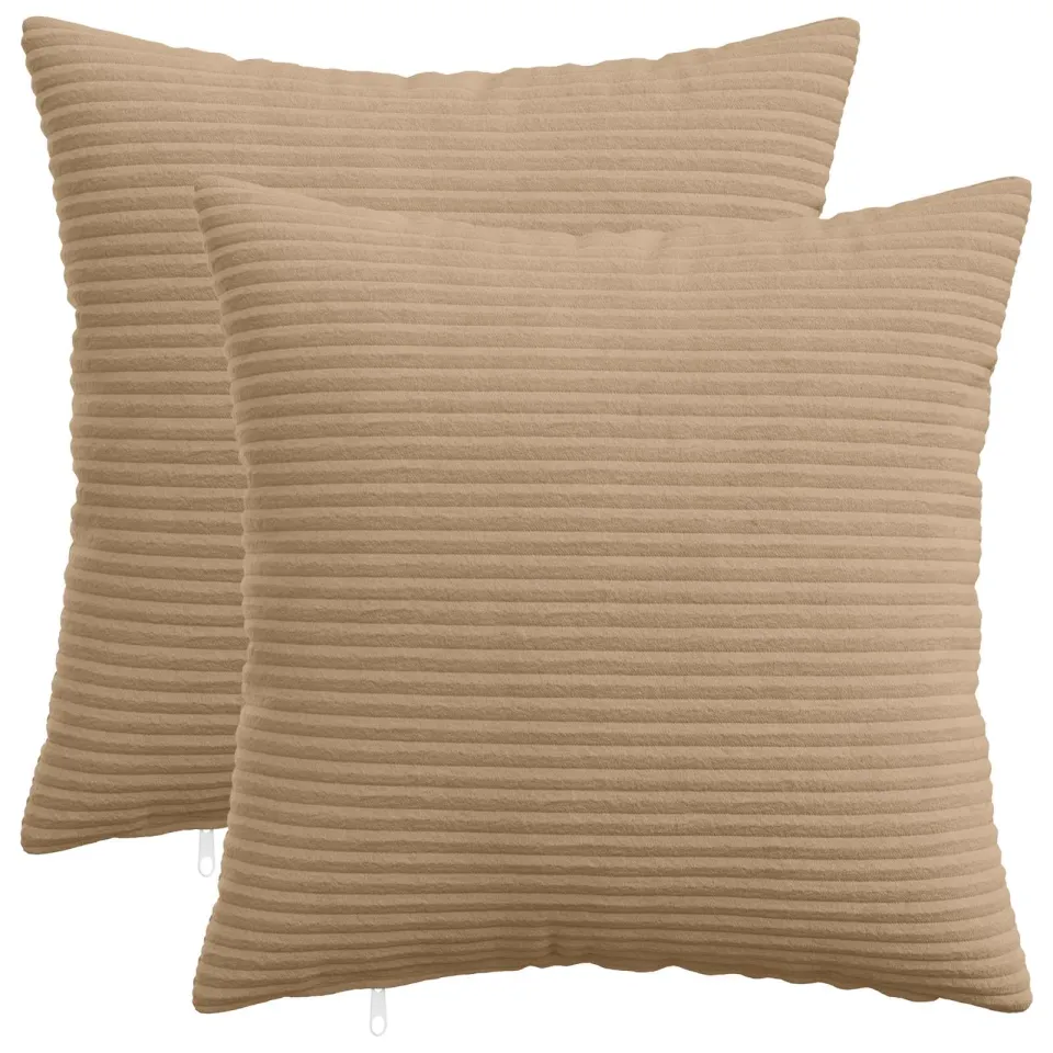 vidaXL Kussensloop 2 st HEERLEN Bruin 30 x 30 cm corduroy, foto 3