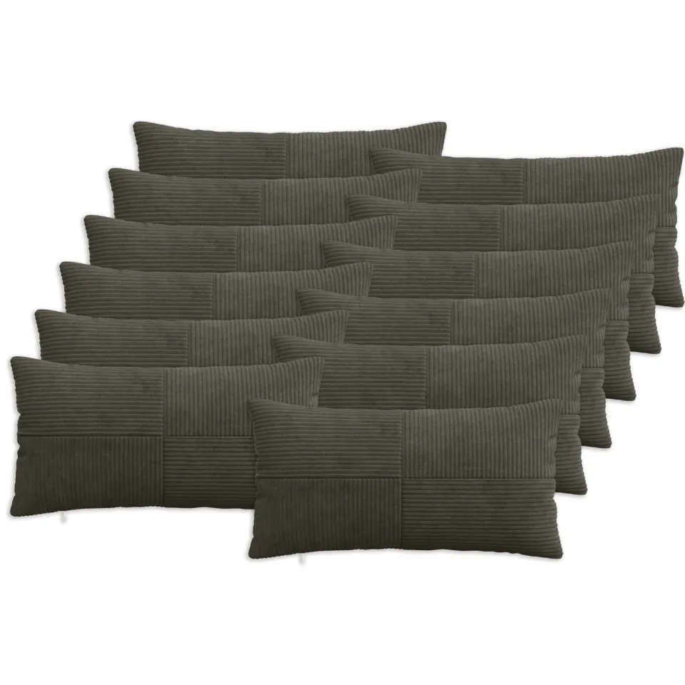 vidaXL Kussensloop 12 st ALMELO Antracietkleurig 40 x 80 cm corduroy Anthraciet