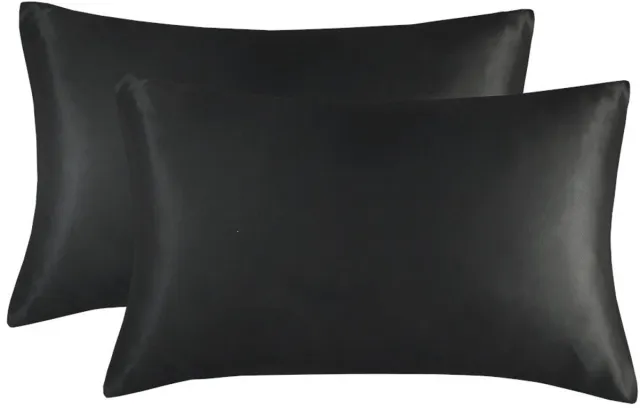 Wclavion Simulatie zijde kussenslopen set van 2 stuks - 30x45cm - duurzaam - comfortabel-Zwart