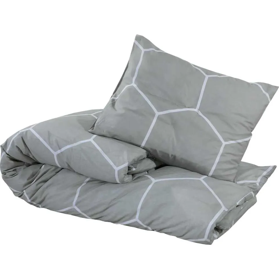 vidaXL Dekbedovertrekset 200x200 cm katoen grijs en wit