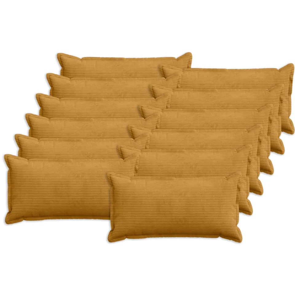 vidaXL Kussensloop 12 st HOUTEN Geel 40 x 80 cm corduroy, foto 3