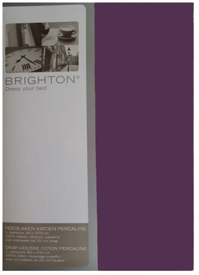 Brighton Hoeslaken - 100% Katoen Perkal - Eenpersoons - 90x220 cm - Aubergine