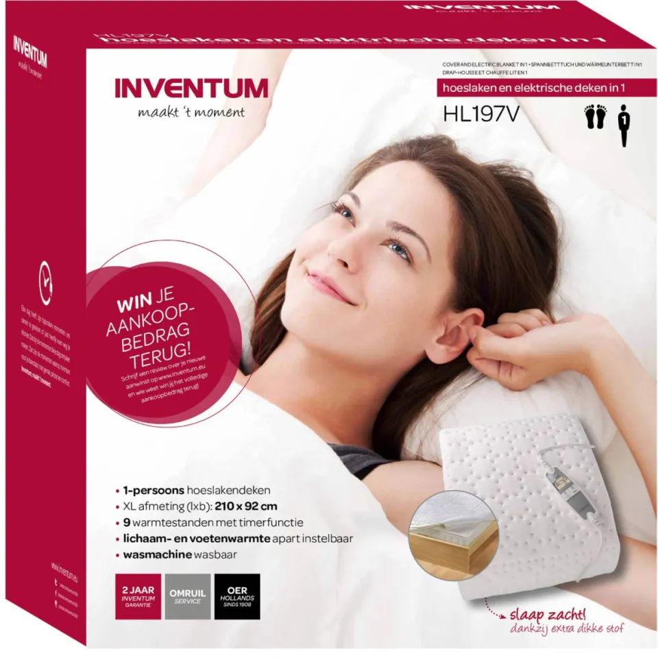 Inventum elektrische onderdeken - HL197V - 210 x 92 cm - wit, foto 4