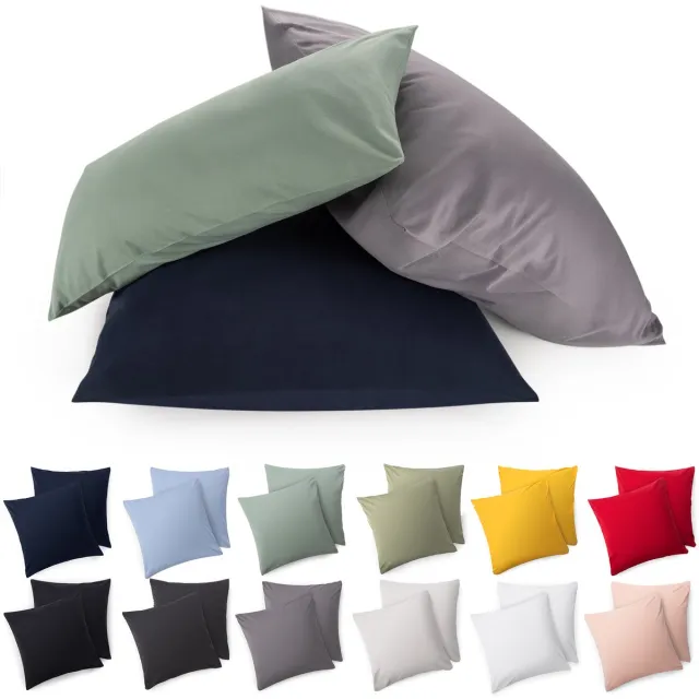 Blumtal Set Van 2 Kussenslopen - Superzachte Premium Jersey Kussenhoes - 100% Katoen - 40 x 40 cm - Grijs