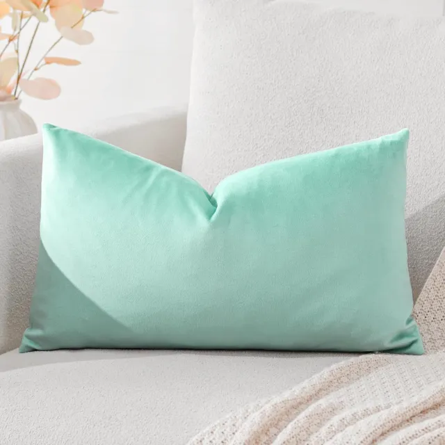 Ibenzoa Fluwelen sierkussensloop in aquagroen voor stijlvol interieurdesign 30 x 50 cm
