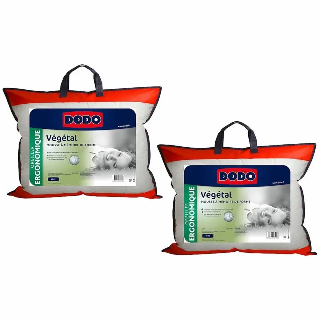 Vente-unique Set van 2 ergonomische hoofdkussens DODO met vormgeheugen - 45 x 70 cm - MEMOSOFT Wit