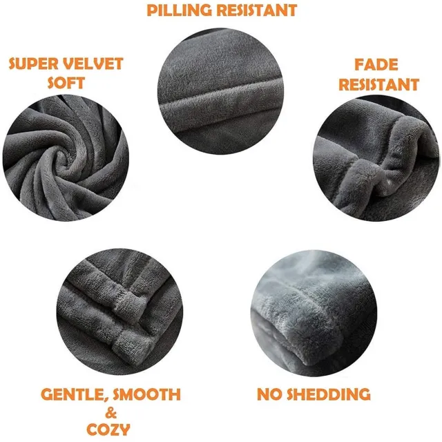 Duraxl Fleece deken - 127 x 152 cm - Grijs geruit - Kerstprint
