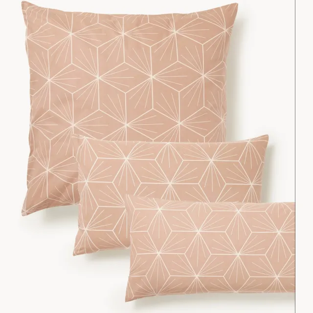 Westwing Collection Dubbelzijdige kussenhoes Ilda met geometrische print Roze