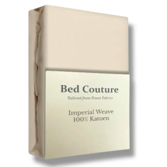 Bed Couture Hoeslaken van 100% Katoen - Eenpersoons 100x200cm - Hoekhoogte 30cm - Ultra Zacht en Duurzaam - Vanille