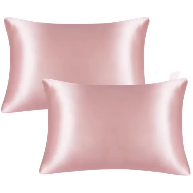 rimmo Zijden-look Kussensloop – Zijdezacht, Luxe Anti-Kreuk en Anti-Vlek Inlegkussen – Beschermt Haar en Huid – Queen 50x75 CM – Satijn Kussensloop voor Slaapcomfort roze