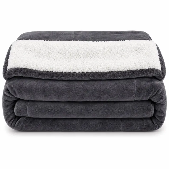 Levano Fleece Deken 150 x 200 - Plaid - Sprei - Dekentje voor op de Bank - Warme Deken - Fleecedeken - Winterdeken - Fleece Dekentje - Sherpa Plaid - Bankdeken Hond Donkergrijs;Wit