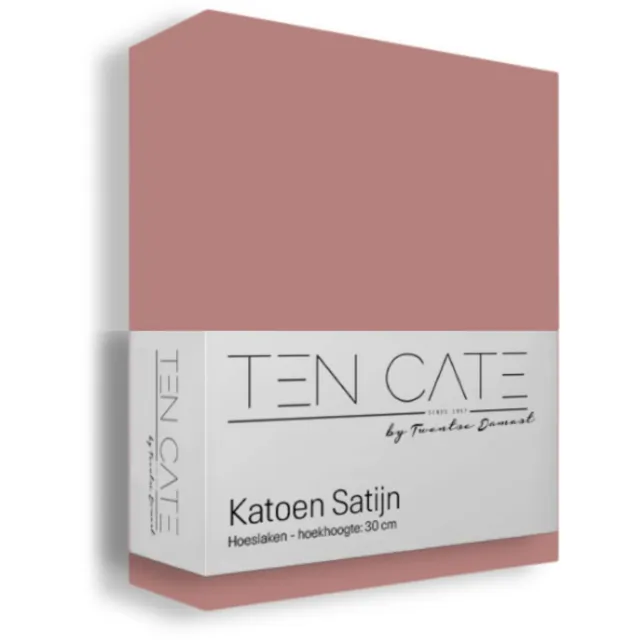 Ten Cate Hoeslaken 90x200 - Katoensatijn - Hoeslakens - Geschikt voor boxspring en matras - Hoekhoogte 35cm - Elastiek Rondom - Strijkvrij - Ash Rose Asroze
