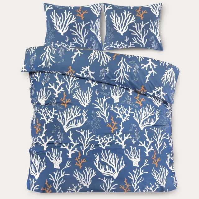 NOUS Living katoenen dekbedovertrek 2-persoons (200x220 cm) Blauw