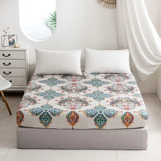bobohemian Hoeslaken, 90 x 200 cm, Bohemian Indiase mandala, hoeslaken, zachte microvezel, boxspring, geschikt voor matrassen van 30 cm boho