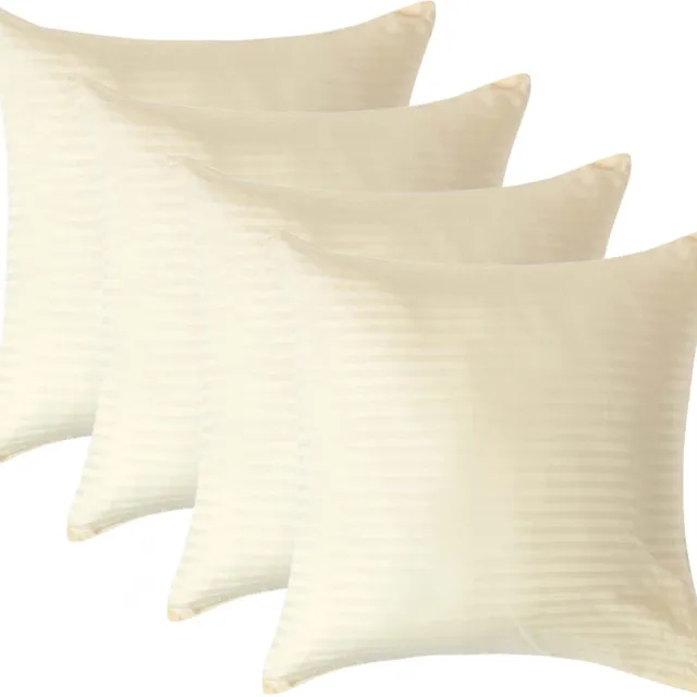 Homescapes Satijn Streep Katoen Kussensloop 60x60 cm – Set van 4 – Lichtgeel – 100% Egyptisch Katoen – Draaddichtheid 330