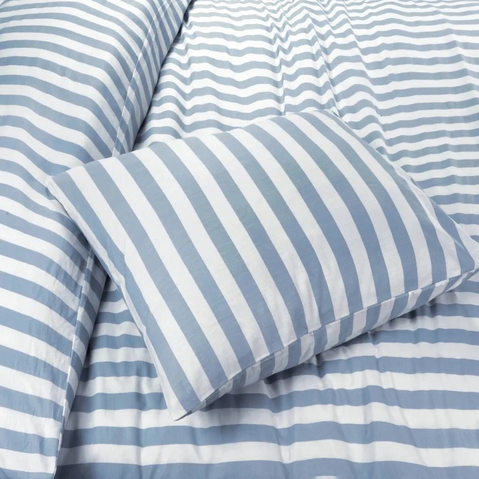 NOUS Living Ruffle Stripe dekbedovertrek blauw, foto 4