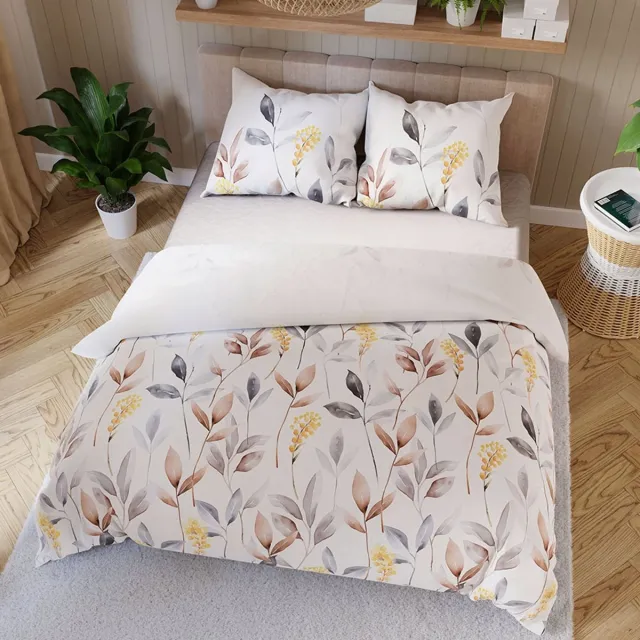 Markizeta Katoenen satijnen dekbedovertrek set ZARIA met bladmotief Multicolor