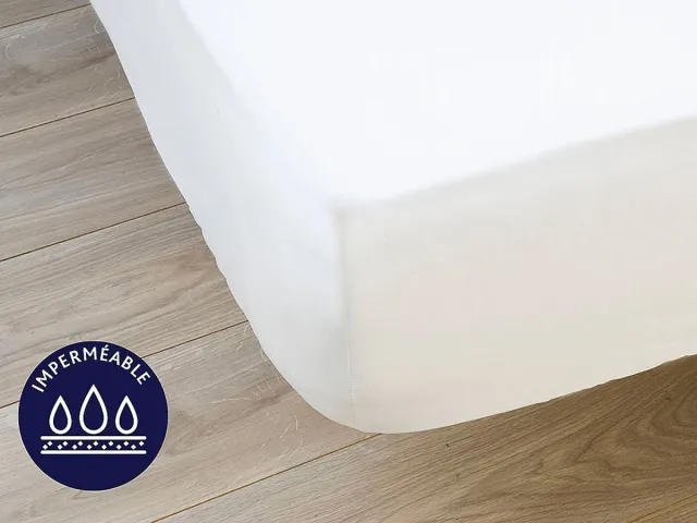 Vente-unique Waterdichte anti-huisstofmijt matrasbeschermer DODO - 90 x 190 cm - IMPER PROTECT Wit