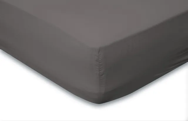Eleganzzz Hoeslaken Katoen Perkal 35cm Hoekhoogte - Antraciet - hoeslaken 180x210/220cm - Hoeslakens - Lits Jumeaux