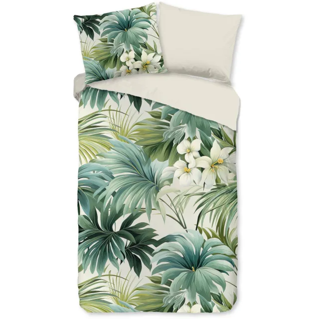 Pure dekbedovertrek groene bladeren - 1 persoons 140x200/220 cm - Groen - Microvezel Green