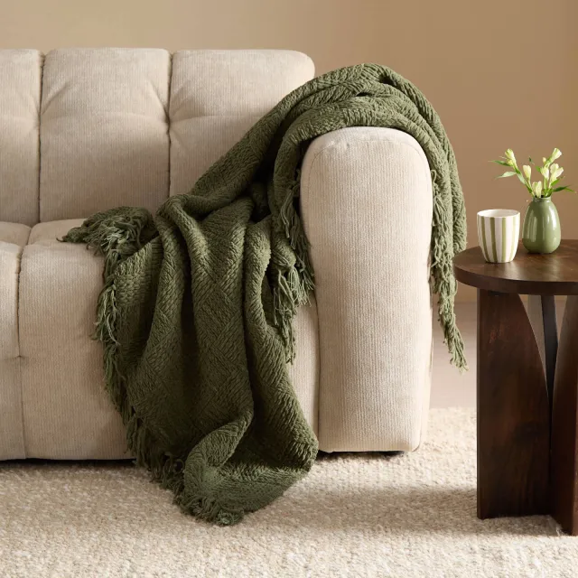 NOUS Living Lazise geruite plaid groen, foto 2