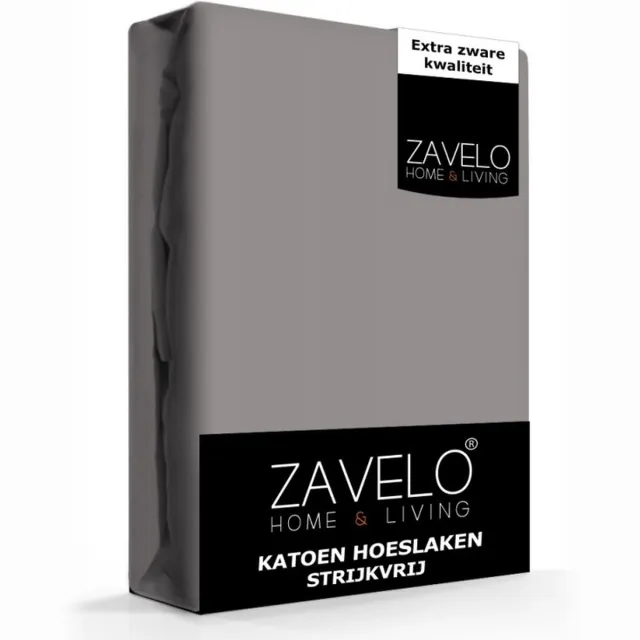 Zavelo Hoeslaken Katoen Strijkvrij Grijs - Lits-jumeaux (180x220 cm) - Hoogwaardige Kwaliteit - Rondom Elastisch - Perfecte Pasvorm Antraciet