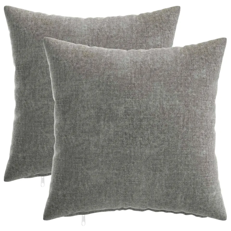 vidaXL Kussensloop 2 st HEERLEN Donkergrijs 45 x 45 cm Chenille Stof
