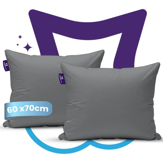 Slaapspeciaal eazydekbed Kussensloop - Essential Series - Antraciet - 60x70 cm - Set van 2 - Zacht, Hypoallergeen, Ademend, Vochtregulerend, Dubbelgestikt & Onderhoudsvriendelijk Antraciet Essential