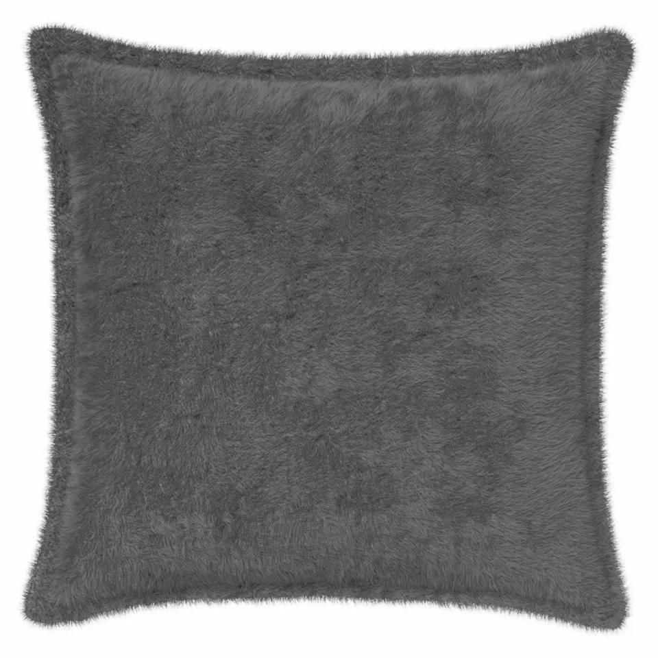 vidaXL Kussensloop 2 st HOUTEN Donkergrijs 45 x 45 cm Nep Konijnenbont