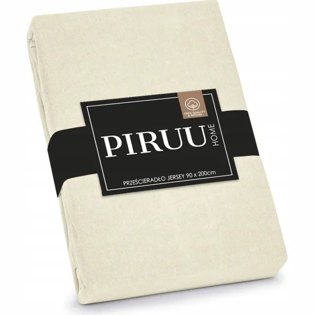 PIRUU HOME Jersey Hoeslaken Katoen Crème met Elastiek