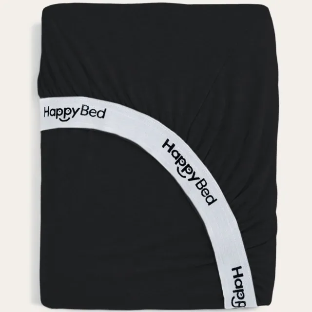 Happybed Hoeslaken Black - 190/200x220 cm - Onderlaken - Verfijnd jerseykatoen - Ademend katoen - Perfecte pasvorm