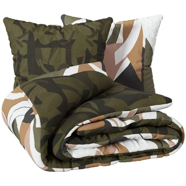 Atmosphera Créateur d'intérieur® Omkeerbaar beddengoed met print van katoen ARIK Vert kaki