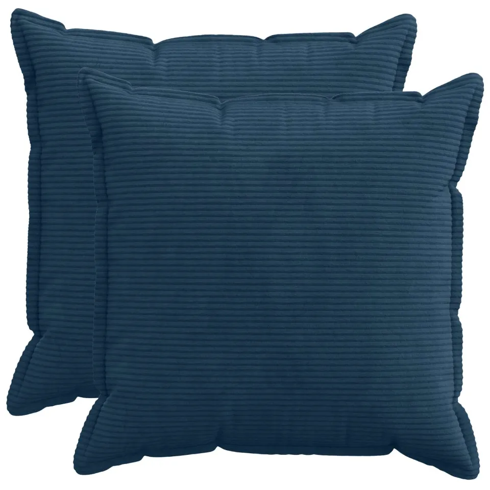 vidaXL Kussensloop 2 st HOUTEN Marineblauw 60 x 60 cm corduroy, foto 3
