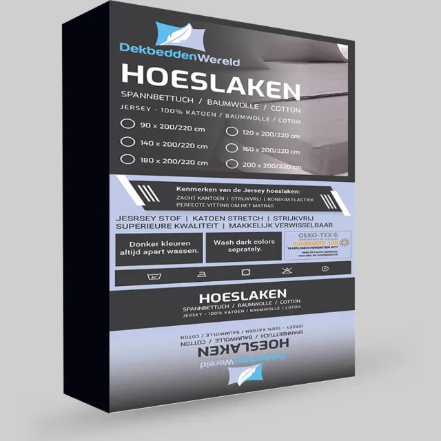 dekbeddenwereld Jersey Stretch Hoeslaken - Extra Stretch Jersey Hoeslaken voor Matrassen – Premium Zacht, Ademend en Duurzaam met Elastiek Rondom voor een Veilige, Kreukvrije Pasvorm en Dagelijks Slaapcomfort - zwart - 140 cm x 200 cm
