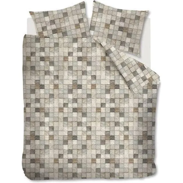 At Home Find - Flanel - Dekbedovertrek - Tweepersoons - 200x200/220 cm + 2 kussenslopen 60x70 cm - Natural
