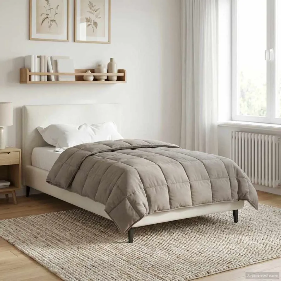 vidaXL Zomer Dekbed 155 x 220 cm Zomer Taupe Ademend, foto 4