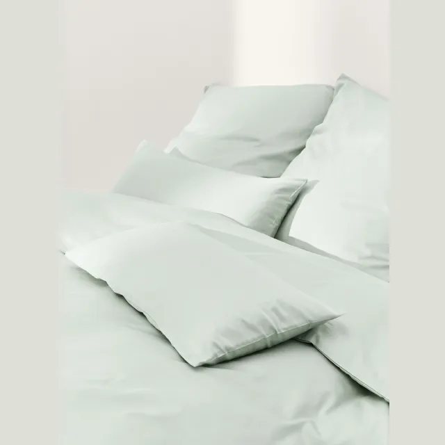 Westwing Collection Katoensatijnen dekbedovertrek Comfort Lichtgroen