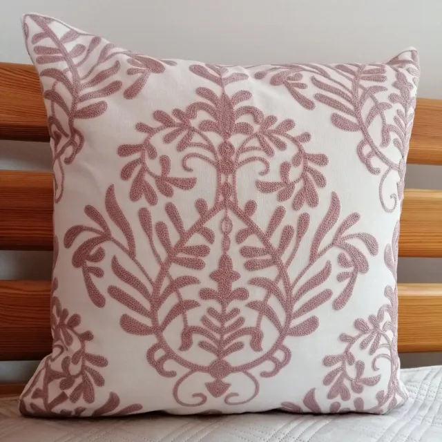 Fashion home Decoratieve Kussenhoes 45x45 cm - Katoen & Linnen - Wit/Roze