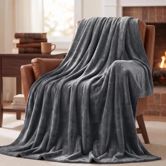 Duraxl Plaid - Fleece - Donkergrijs - 152 x 203 cm