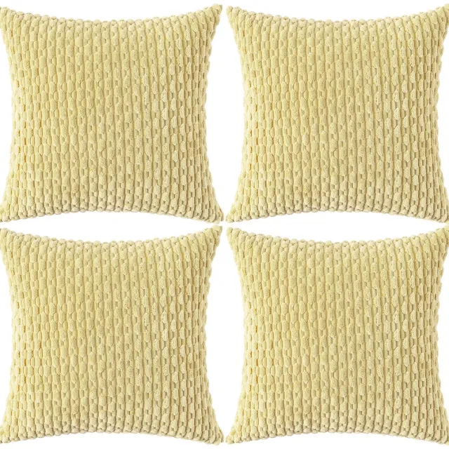 Unyqoos Set van vier stijlvolle kussenslopen in boho stijl voor een warme sfeer Lichtgeel